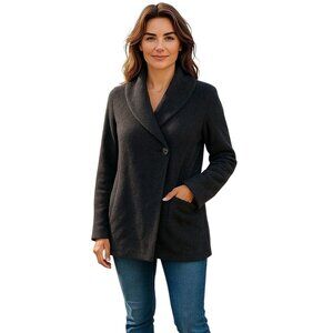 Newport News Large Black Knit Retro Boho Sweater Button Closure Vintage Y2K NEW